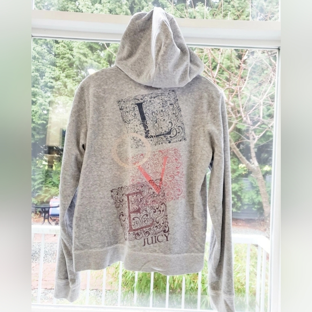 Juicy Couture Gray Hoodie with LOVE Graphic